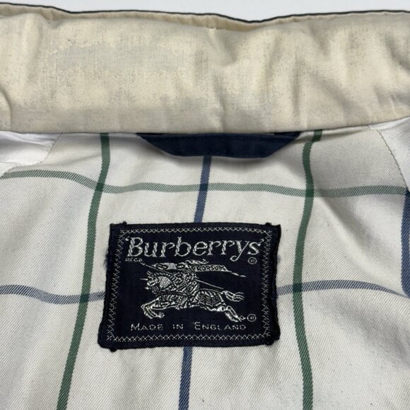Vintage Burberry Jacket Womens Large 24x28 Blue Hide a Hood England - Picture 12 of 16